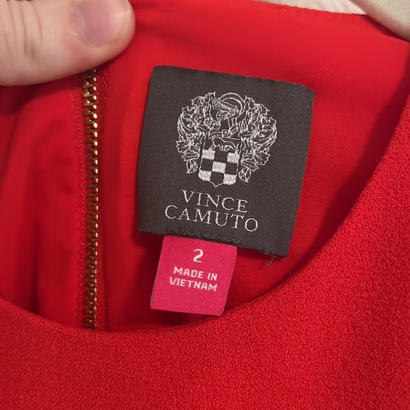 Vince Camuto Midi Formal Red Dress Ruffle - Picture 3 of 5